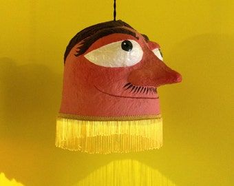 Lamps Shades, Paper Mache Sculpture, Paper Mache Art, Big Head, Diy Lamp, Painted Floors, Paper Mache, The Sound, Lamp Design