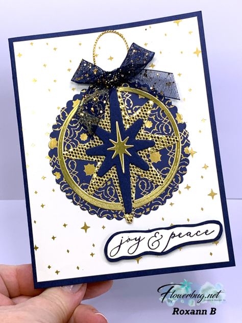 Beautiful Christmas card made with the Stars at Night dies and Night Divine stamp set. Gold Foil and Shining Brightly designer paper. Details here! #Stampinup, #stamping, #cardmaking, #cards, #papercraftingideas, #papercrafts, #ChristmasCards, #2023HolidayCatalog, #ShiningBrightly, Stampin Up Project, Beautiful Christmas Cards, Stampin Up Christmas Cards, Christmas Card Crafts, Designer Paper, Stampin Up Christmas, Christmas Holiday Cards, Christmas Cards To Make, Stars At Night