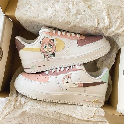 Pink Custom Air Force, Fit And Strong, Happy Evening, Shoes For School, Custom Af1, Air Force 1 Custom, Hand Painted Gifts, Custom Air Force 1, Hand Painted Shoes