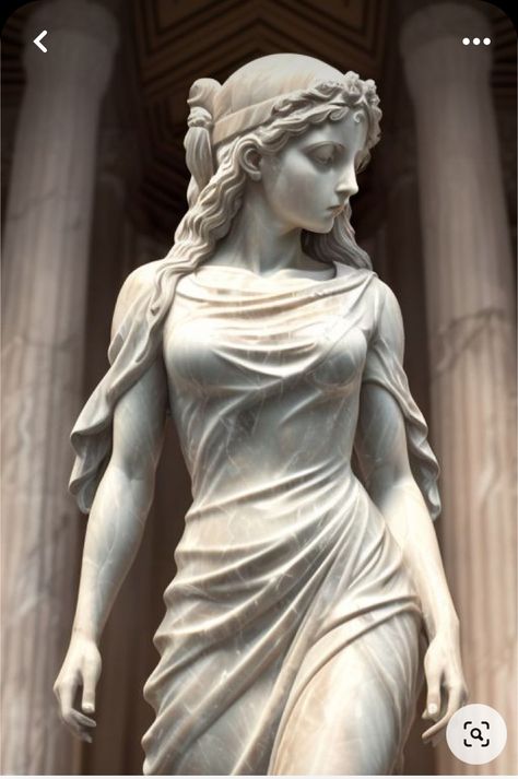 Female Marble Statue, Greek Sculpture Women, Roman Statue Woman, Greek Statues Women, Greek Female Statue, Female Greek Statue, Greek Goddess Sculpture, Greece Statue, Gaia Statue