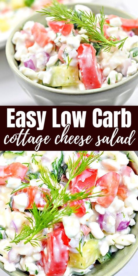 Low Carb Cottage Cheese Salad #lowcarbcottagecheesesalad #cottagecheesesalad Cottage Cheese Salad, Nutritious Lunch, Cheese Salad, Net Carbs, Cottage Cheese, Keto Diet, Low Carb, Cottage, Salad