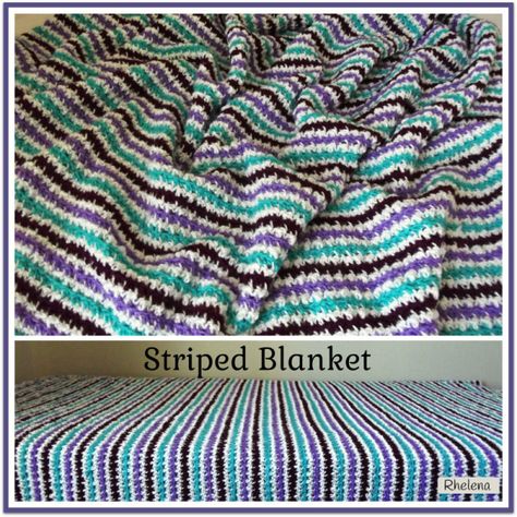 Striped Blanket ~ Free Crochet Pattern Striped Afghan, Striped Crochet Blanket, Striped Blanket, Easy Crochet Baby Blanket, Easy Crochet Baby, Dishcloth Pattern, Striped Blankets, Crochet Dishcloths, Afghan Patterns