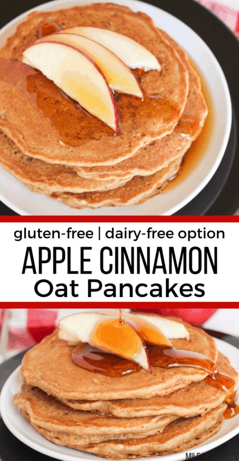 Pancakes With Apple And Cinnamon, Apple Oats Pancakes, Apple Cinnamon Oatmeal Pancakes, Oatmeal Apple Pancakes, Healthy Apple Pancakes, Apple Pancakes Healthy, Churro Waffles, Apple Pancake Recipe, Apple Cinnamon Pancakes