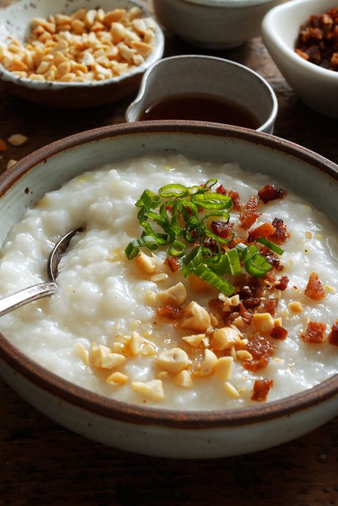 Chicken Congee Recipe - NYT Cooking Jook Recipe Hawaii, Chicken Congee Recipe, Jook Recipe, Chicken Congee, Congee Recipe, Chinese Breakfast, Cozy Recipes, Hangover Food, Mark Bittman