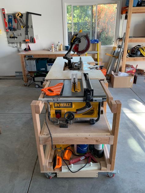 Imgur: The magic of the Internet Workbench Plan, Table Saw Workbench, Woodworking Garage, Mobile Workbench, Diy Storage Bench, Woodworking Shop Layout, Diy Table Saw, Woodworking Shop Projects, Workbench Plans Diy