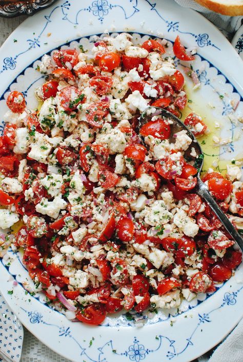 Feta Dip with Tomatoes and Herbs - Bev Cooks Feta Dip With Tomatoes, Dip With Tomatoes, Feta Salsa, Bev Cooks, Tomato Bread, Bon Apetit, Greek Seasoning, Scrumptious Food, Tomato Dip