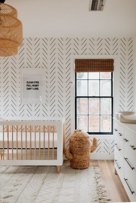 You most likely have seen this beautiful boho nursery on Pinterest or Instagram as it has been a major trend-setter for the last year! The bright monochrome color palette with natural warm accents from rattan and light wood makes it perfectly gender neutral and transitional to toddler and even tween years. To see the full room tour, please check out this blog post. Interior Design Nursery, Twin Nursery Ideas, Boy Nursery Inspiration, Gender Neutral Nurseries, Gender Neutral Nursery Ideas, Sophisticated Boho, Nursery Nook, Neutral Nurseries, Trendy Nursery