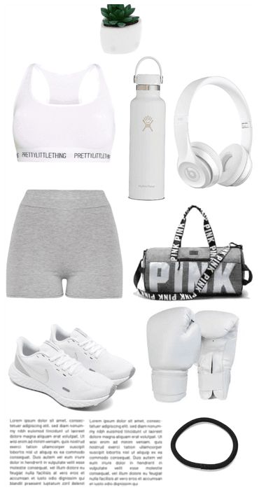 Chav Outfit Ideas, White Athletic Outfit, Sport Aesthetic Outfit, Workout Sets Outfit Aesthetic, White Gym Outfit, White Workout Outfit, White Workout Set, Sporty Girl Outfits, Nike Gym Outfit