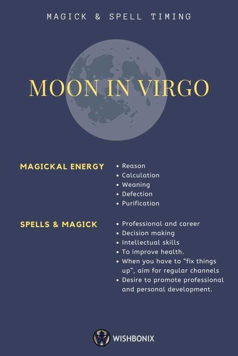 Moon in Virgo - Favored rituals, spells and magic best performed on Virgo Days in the Waxing and Waning Moon Phase. If you were born with the moon in Virgo, you are probably a person who often puts his needs aside in favor of others. With the Moon in Virgo you also have a strong need for order and efficiency. Those with the Moon in Virgo are naturally realistic, reliable and orderly and love it when everything around you is orderly and manageable. Virgo New Moon Ritual, Moon In Virgo Astrology, New Moon In Virgo Ritual, Moon Sign Virgo, Virgo Moon Tattoo, A Person Who Loves Moon, Virgo Moon Aesthetic, New Moon Virgo, Virgo Sun Pisces Moon