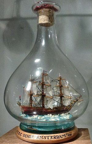 Ship AMSTERDAM Model in a Bottle. Boat In Bottle, Bottle Ship, Boat In A Bottle, Halloween Diorama, Ship In Bottle, Ship In A Bottle, Weird Furniture, Model Ship Building, Sailing Art