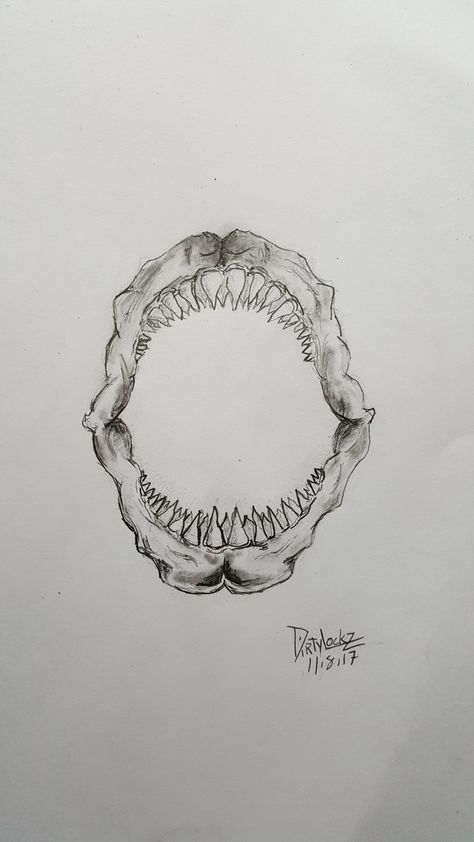 Shark jaw drawing in pencil Open Shark Mouth Tattoo, Shark Jaw Tattoo Design, Shark Jaws Drawing, Shark Jaw Elbow Tattoo, Shark Jaw Tattoo Elbow, Shark Mouth Drawing, Shark Mouth Tattoo Knee, Skull Jaw Tattoo, Shark Jaw Drawing