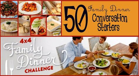 50 Family Dinner Conversation Starters/ Six Sisters' Stuff | Six Sisters' Stuff Dinner Conversation Starters, Family Conversation Starters, Conversation Starter Questions, Family Conversation, Dinner Family, Six Sisters Stuff, Six Sisters, Family Dinners, Menu Planning