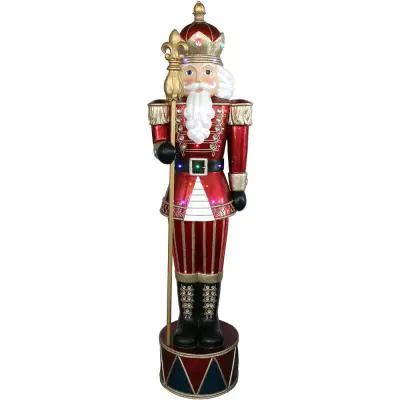 6 ft. Christmas Jeweled Nutcracker Greeter with Staff and Long-Lasting 22 LED Lights Fraser Hill, Holiday Songs, King And Queen, Christmas Wonderland, Classic Holiday, Nutcracker Christmas, Classic Christmas, Life Size, Red And Gold