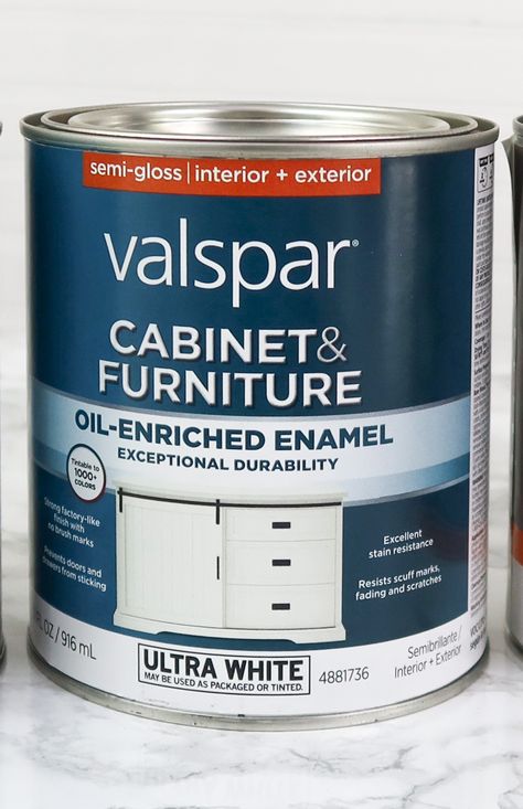 Valspar Cabinet and Furniture Paint Ultra White Valspar Cabinet And Furniture Paint, Best Cabinet Paint, Repurposed China, Flat Cabinets, Diy Staircase Makeover, Laminate Cabinets, Diy Staircase, Winter Projects, Painting Wood Furniture