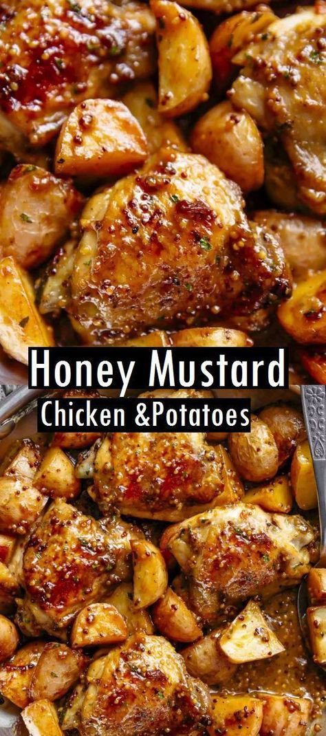 Dumplings Chicken, Mustard Chicken Recipes, Potatoes Recipes, Chicken And Potatoes, Honey Mustard Chicken, Chicken Entrees, God Mad, Mustard Chicken, Weekday Meals