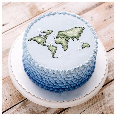 Map Cake, Cook Ideas, Homemade Chocolate Bars, Retirement Cake, Cake Piping, Basic Cake, Dessert Plating, Big Cakes, On The Plane