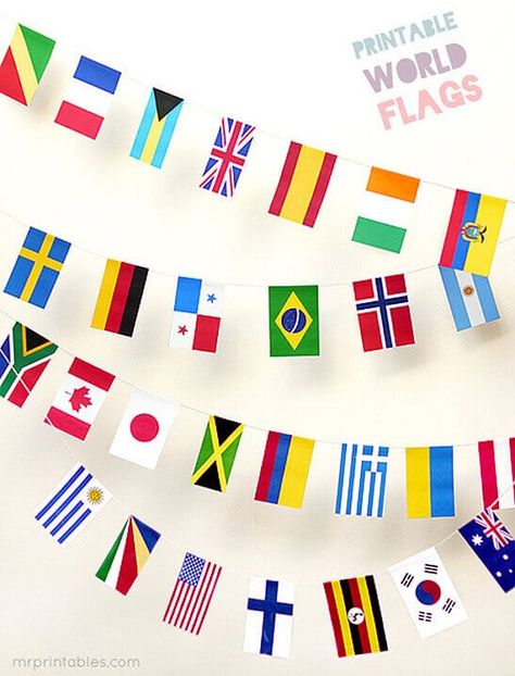 Olympic Printables, Mr Printables, Around The World Theme, Olympic Theme, Geography Activities, World Flags, Olympic Party, Travel Party Theme, Homeschool Geography