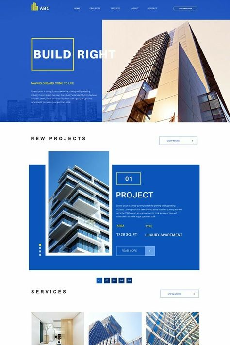 Builders Website Design, Real Estate Website Design, Web Design Websites, Desain Ui, Webdesign Inspiration, Ui Design Website, Homepage Design, Web Ui Design, Portfolio Web Design