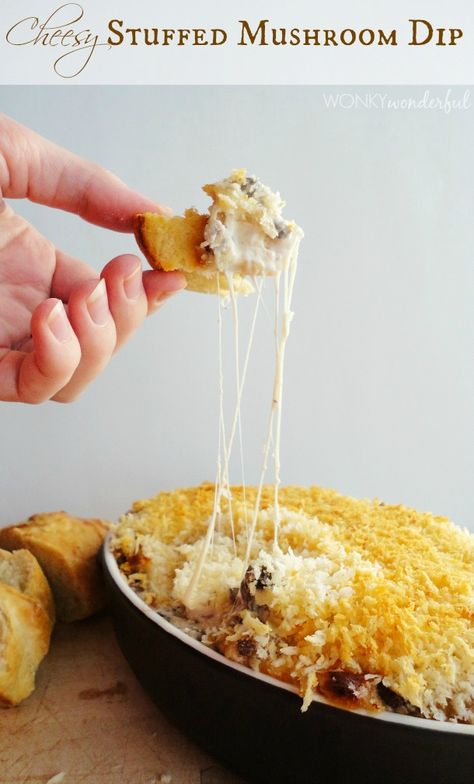 Stuffed Mushroom Cheesy Dip Recipe - wonkywonderful.com #appetizer #ad #KraftHolidaySavings Stuffed Mushroom Dip, Amazing Dips, Cheesy Stuffed Mushrooms, Cheesy Dip Recipes, Seahawks Party, Mushroom Dip, Dips Recipes, Delicious Dips, Cheesy Dip