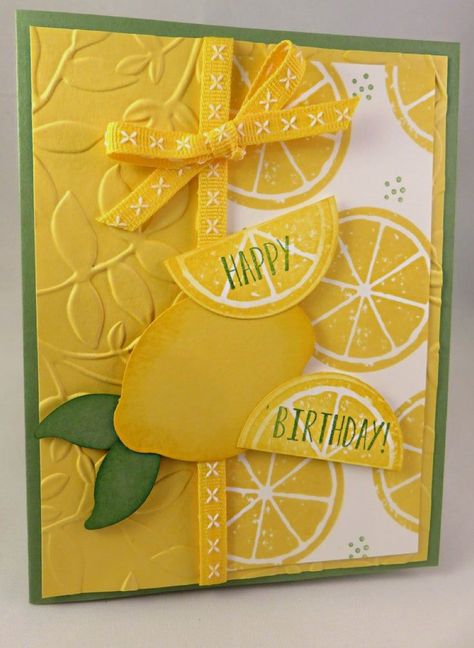 Birthday Greetings Funny, Hand Stamped Cards, Sweet Citrus, Cricut Cards, Fancy Fold Cards, Sunny Yellow, Birthday Cards Diy, Stamping Up Cards, Card Making Techniques