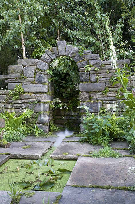 Stone Archway Garden, Old Stone Wall Garden, Ruin Garden, Small Garden Pond, Stone Garden Wall, Aromatic Garden, Old Garden Gates, Stone Monument, Oasis Garden