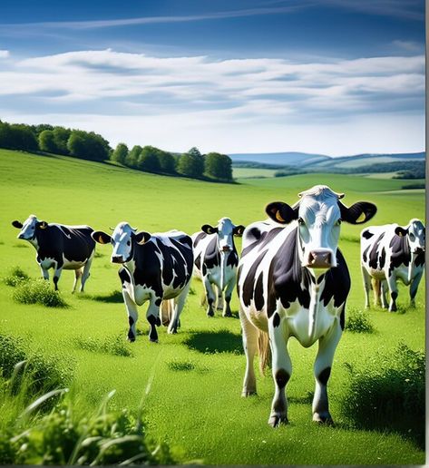 Photo cows grazing on lush green hills u... | Premium Photo #Freepik #photo Cows Grazing, Tyres Recycle, Green Hills, Clear Blue Sky, Lush Green, Premium Photo, Blue Sky, Graphic Resources, Lush