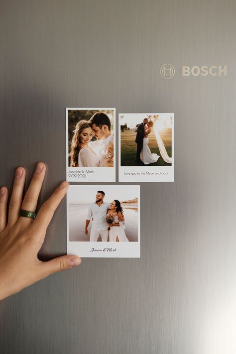 High-quality photo paper with semi-matt surface placed on a flexible 0.02 inches thick magnetic foil. You can place a photo magnet on any magnetic surface according to your wishes - fringe, magnetic board or any other places up to your preferences. It is important for us that you are 100% satisfied with the order, so your photos will be further processed by a professional designer to get the best possible color, brightness and contrast. How to make order? Step1. Select the size Select the size m Magnetic Photo Board, Wedding Favor Magnets, Wedding Save The Date Magnets, Foto Iman, Magnet Save The Date, Picture Magnets, Magnet Photo, Custom Photo Magnets, Wedding Favours Magnets