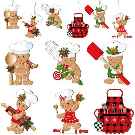 PRICES MAY VARY. Meet Your Needs: you will receive 36 pieces of gingerbread ornaments in 6 different styles, 6 for each style, the sufficient quantity can easily meet your Christmas party and daily home decoration needs Reliable Material: our cute Christmas tree ornaments are mainly made of reliable wood with no bad smell and burrs, well polished, with smooth surface, not easy to fade or deform, easy to keep for next Christmas Suitable Size: each gingerbread decor is about 9 cm/3.5 inches long, Candy Cane Decorations, Wooden Christmas Tree Decorations, Cookie Decorating Party, Kitchen Ornaments, Gingerbread Christmas Decor, Gingerbread House Decorations, Candy Cane Ornament, Gingerbread Ornaments, Hanging Christmas Tree