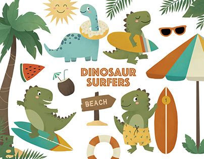 Dino Pool Party, Dinosaur Illustration, Cute Dinosaur, 3rd Birthday, Pool Party, Dinosaurs, Product Design, Kids Party, Rooster