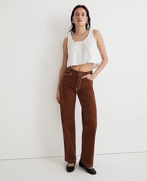 The Petite Emmett 2.0 Wide-Leg Pants: Garment-Dyed Edition | Madewell Wide Leg Crop Pants, Wide Leg Cropped Pants, Wide Leg Linen Pants, Madewell Denim, Cotton Pants, Vintage Jeans, Cropped Jeans, Wide Leg Jeans, Cropped Pants