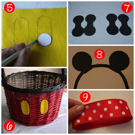 DIY Mickey and Minnie Easter Baskets // Inspired By Dis Disney Basket, Minnie Mouse Easter Basket, Disney Gift Basket, Mickey Easter, Mickey Mouse Crafts, Basket Diy, Disney Easter, Birthday Basket, Mouse Crafts