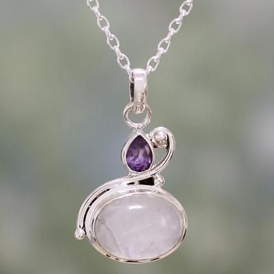 Lilac Romance Cheap Silver Spiritual Necklace, Amethyst Pendant Necklace, Womens Silver Jewelry, Amethyst Necklace Pendant, Silver Jewels, Amethyst Necklace, Amethyst Pendant, Silver Pendants, White Stone