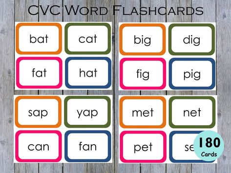 Cvc Flashcards, Read Kindergarten, Learn To Read Kindergarten, Consonant Vowel Consonant Words, Phonics Printables, Cvc Words Kindergarten, Kindergarten Phonics, Three Letter Words, Short Vowel Sounds