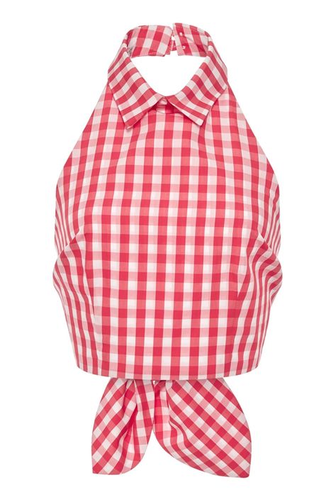 15 Halter Tops That Will Replace Your Off-the-Shoulder Ones Red Gingham Shirt, Summer Halter Tops, Red Halter Top, Halter Shirt, Bow Crop Tops, Open Back Crop Top, Halter Neck Crop Top, 20th Century Fashion, Fashion Sites