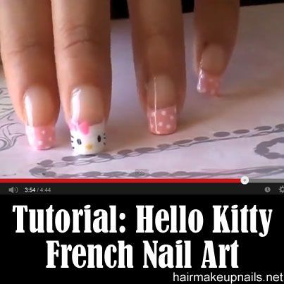 Hello Kitty French Paznokcie Hello Kitty, Hello Kitty Nails Art, Hello Kitty Nail, Kitty Nail, Kitty Nails, French Nail Art, Hello Kitty Nails, Really Cute Nails, French Nail