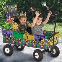 Wagon Floats Ideas Kids, Wagon Floats, Mardi Gras Parade Float, Mardi Gras Activities, Mardi Gras Diy, Mardi Gras Float, Mardi Gras Centerpieces, Mardi Gras Crafts, Kids Wagon