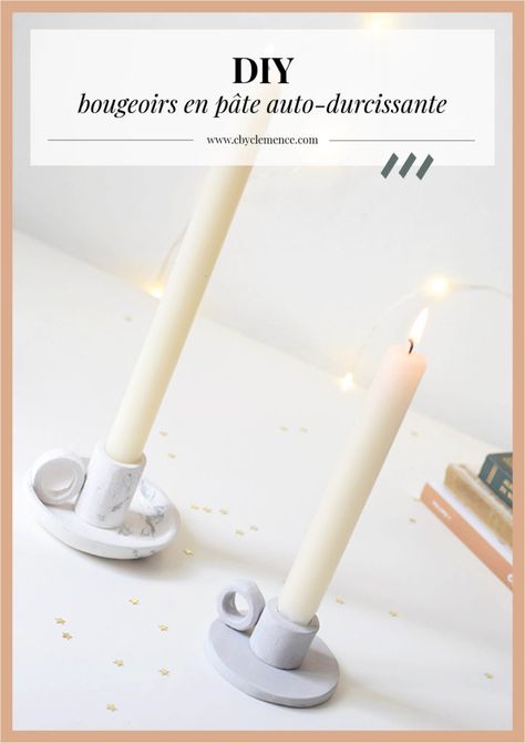 DIY déco : les jolis bougeoirs à anse - C by Clemence Diy Candleholder, Candle Sculpture, Ceramic Fruit Bowl, Vintage Industrial Design, Diy D, Noel Diy, Diy Candle Holders, Ceramic Soap Dish, Diy Ceramic