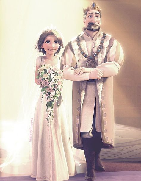 Rapunzel  and her dad Rapunzel And Eugene, Disney Blog, Magic Love, Disney Rapunzel, I Saw The Light, Princesa Disney, Arte Disney, Brother And Sister, Disney Tangled