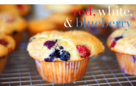 Blueberry Raspberry Muffins, 4th Of July Breakfast, Berry Muffin Recipe, Raspberry Muffins, Patriotic Food, Berry Muffins, Fourth Of July Food, Fruit Mixes, Summer Berries