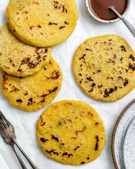 These Vegan Pupusas are the absolute best! They're incredibly flavorful, nutritious, and fun to make with family! So filling and tasty! #plantbasedonabudget #vegan #pupusas #seitan Vegan Pupusas, Pu Pu, Meat Substitutes, Seitan, Refried Beans, Vegan Cheese, Non Stick Pan, Recipe Box, Snacks