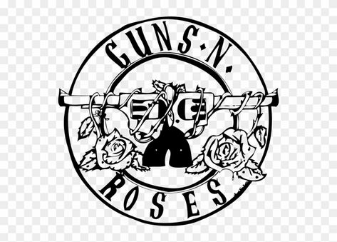 'guns And Roses' Men Round Neck Half Sleeve Music Bands - Logo Guns And Roses #1393562 Band Logo, Rock Band, Vinyl Decal, Roses, Vinyl, Black And White, Band, White, Black