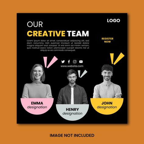 Download this Premium Vector File about Creative team social media post template, and discover more than 74 Million Professional Graphic Resources on Freepik. #freepick #creaticeteam #creativeteamsocialmediapost #teamsocialmediapost #team #marketingagencypost Team Social Media Post, Collage Social Media Post, Meet The Team Instagram Post, Webinar Design, Linkedin Post, Identity Card Design, Math Magic, Social Media Advertising Design, Social Media Post Template