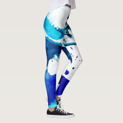 Blue Ink Splatter on Leggings - Get the perfect legging for your lifestyle! #fashionbloggers #leggings #yogapants #pants #pantstightsleggings #fitness #giftsforher #modernfashion Nice Leggings, Womens Printed Leggings, Cool Leggings, Perfect Leggings, Ink Splatter, Cute Leggings, Fashion Leggings, Best Leggings, Leggings For Women