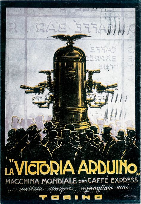 Victoria Arduino espresso poster. Espresso Poster, Historical Poster, Victoria Arduino, Coffee Ads, Italian Espresso Machine, Professional Coffee Machine, Peaceful Art, Espresso Love, Coffee Advertising