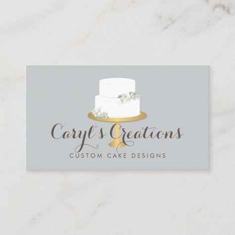 Cake Business Cards, Professional Cake Decorating, Decorating Business, Blush Wedding Cakes, Cake Decorating Books, Gold Cake Stand, Cake Decorating Courses, Bakery Business Cards, Cake Decorating For Beginners