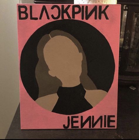 Blackpink Canvas Painting, Blackpink Painting, Pink Collages, Pink Collages Aesthetic, Collages Aesthetic, Jennie From Blackpink, Bts Black, Doodles Drawings, Pink Painting