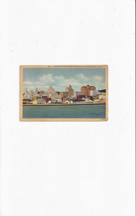 San Diego Skyline, Old Town San Diego, Dog Earrings, Travel Souvenirs, Vintage Postcard, Vintage Postcards, Vintage Linens, San Diego, Stationery Paper