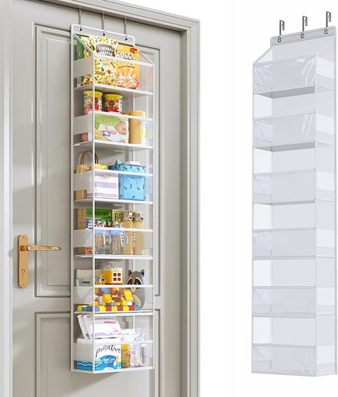 Amazon.com: Fixwal 6-Shelf Over The Door Hanging Pantry Organizer Room Organizer with Clear Plastic Pockets Heavy Duty Behind The Door Storage Large Capacity Organizer for Closet Bedroom Bathroom (White) : Home & Kitchen Overdoor Hanging Organizer, Back Of The Door Storage, White Hanging Shelves, Behind The Door Storage, Mummy Papa, Organizer For Closet, Room Organizer, Pantry Organizer, Over The Door Organizer