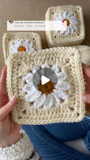 How To Make Square Crochet, Grammy Square Crochet, How To Crochet A Square, Granys Square Pattern, Sunburst Granny Square, Beau Crochet, Crochet Square, Crochet Squares, Crochet Granny