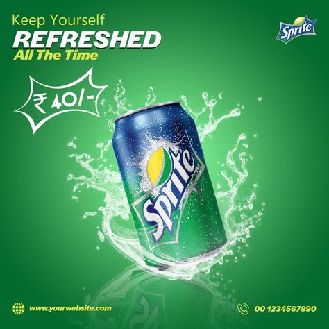 SPRITE SOCIAL MEDIA POST DESIGN #sprite #socialmediapost #design #refresh #softdrink #can #40rs Social Media Post Design, Social Media Design Inspiration, Design Advertising, Graphic Design Advertising, Post Design, Advertising Design, Media Post, Social Media Design, Banner Design